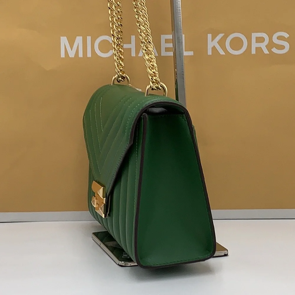 MICHAEL KORS MEDIUM FLAP CHAIN
SHOULDER CROSSBODY BAG FERN
GREEN COLOR - Picture 5 of 16